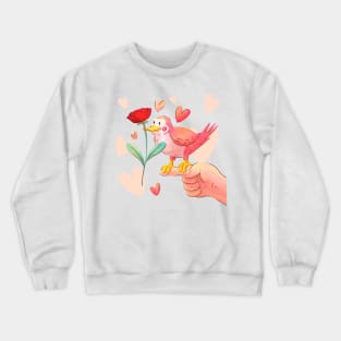 Bird Flower Illustration Crewneck Sweatshirt